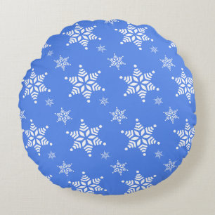 Coussins Ronds Motif Flocon de Neige, Flocons de Neige Blancs, Ne