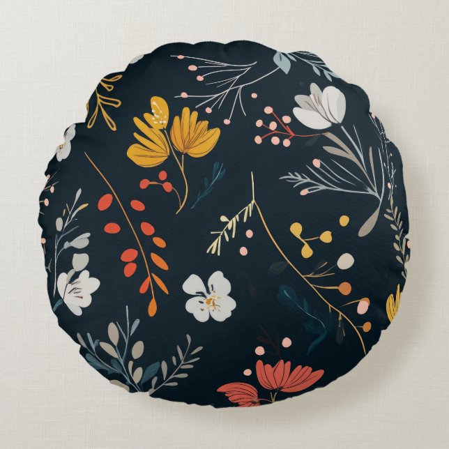 Coussins Ronds Motif floral (Devant)