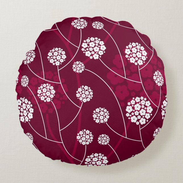 Coussins Ronds Motif floral abstrait (Devant)