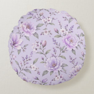 Coussins Ronds Motif floral aquarelle violet sans couture de rêve