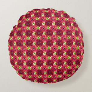 Coussins Ronds Motif floral audacieux avec papillons   Rouge vibr