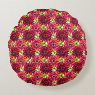 Coussins Ronds Motif floral audacieux avec papillons Rouge vibr