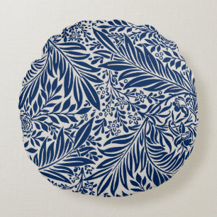 Coussins Ronds motif floral bleu avec feuilles et fleurs diverses
