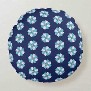Coussins Ronds Motif Floral Bleu Et Sarcelle Moderne