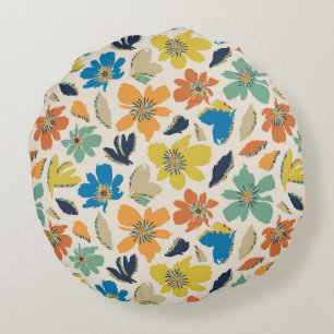Coussins Ronds Motif floral bohème dessiné à la main de manière a