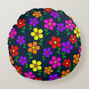 Coussins Ronds Motif floral coloré