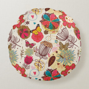 Coussins Ronds Motif floral dans le rétro style 4