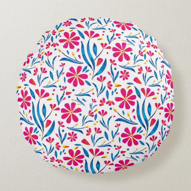 Coussins Ronds Motif floral d'aquarelle (Devant)