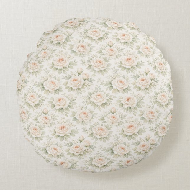 Coussins Ronds Motif floral de mariage (Devant)