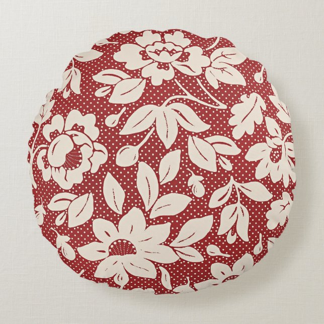 Coussins Ronds Motif floral de style William Morris (Devant)