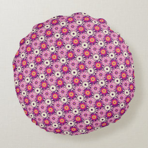 Coussins Ronds Motif floral décoratif Rose Violet Astra Moderne