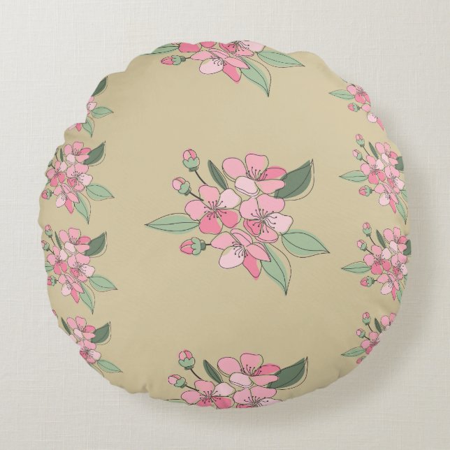 Coussins Ronds Motif Floral Elegance (Devant)