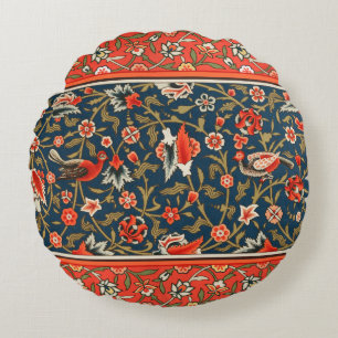 Coussins Ronds Motif floral indo-persan bohème vintage rouge