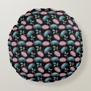 Coussins Ronds Motif floral pastel sur fond noir   Cute D