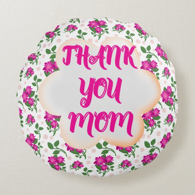 Coussins Ronds Motif floral personnalisé et sur mesure  (Devant)