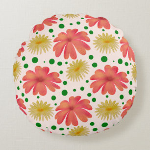 Coussins Ronds Motif floral rétro brillant sans couture 