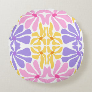 Coussins Ronds Motif Floral Rétro Pastel - Motif Kaléidoscope Vib