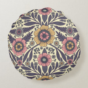 Coussins Ronds Motif Floral rose et bleu sans joint
