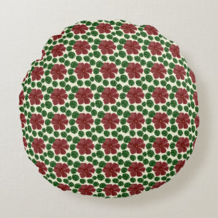 Coussins Ronds Motif floral rouge gras sans couture
