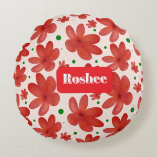 Coussins Ronds Motif floral rouge sans couture Fleur rétro mignon