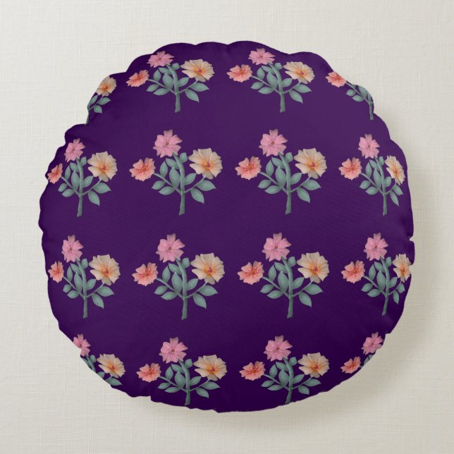 Coussins Ronds Motif floral sans couture à l'aquarelle Pastels do (Devant)