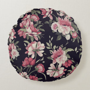 Coussins Ronds Motif floral sans couture avec rose, aquarelle. Vi