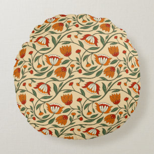 Coussins Ronds Motif floral sans couture sur fond beige