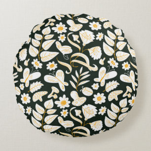 Coussins Ronds Motif floral sans soudure avec papillons et insect