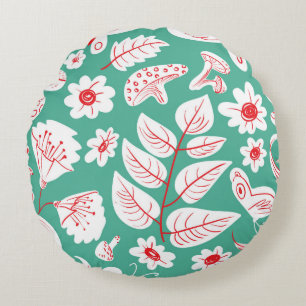 Coussins Ronds Motif floral sans soudure avec papillons et insect