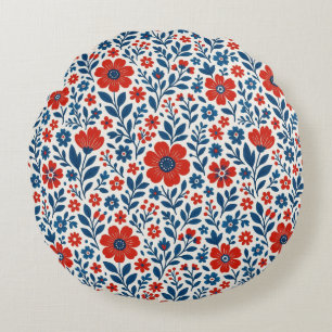 Coussins Ronds Motif floral sur le thème des États-Unis/Américain