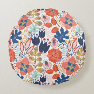 Coussins Ronds Motif floral transparent sur blanc. backgro Abstra
