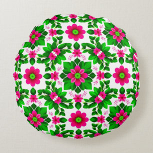 Coussins Ronds Motif floral tropical vibrant