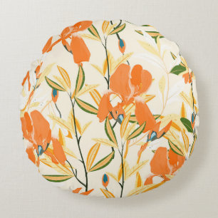 Coussins Ronds Motif floral vintage sans couture. Orang d'arrange