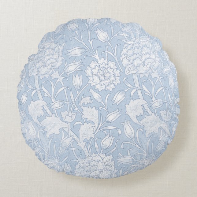 Coussins Ronds Motif Floral William Morris en bleu (Devant)
