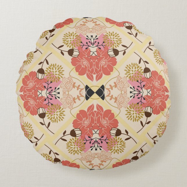 Coussins Ronds Motif fluide floral (Devant)