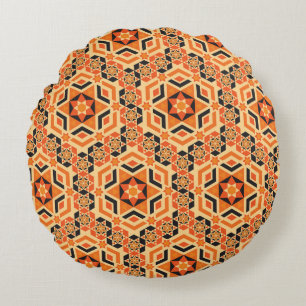 Coussins Ronds Motif géométrique au sol italien, mosaïque vintage