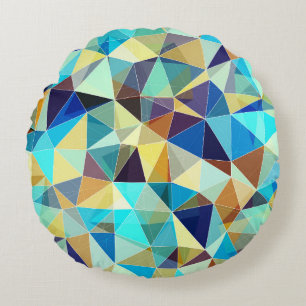 Coussins Ronds Motif géométrique coloré, arrière - plan triangles