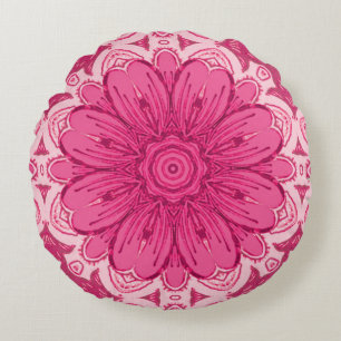 Coussins Ronds Motif géométrique de marguerite en corail et rose