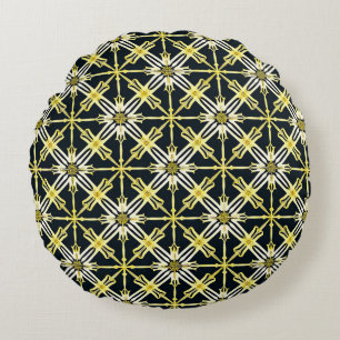 Coussins Ronds Motif géométrique doré et blanc