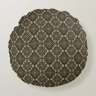 Coussins Ronds Motif géométrique doré et marron / Impression indi