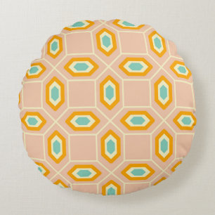 Coussins Ronds Motif géométrique en forme de losange bleu et oran