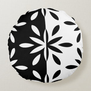 Coussins Ronds Motif géométrique graphique noir et blanc