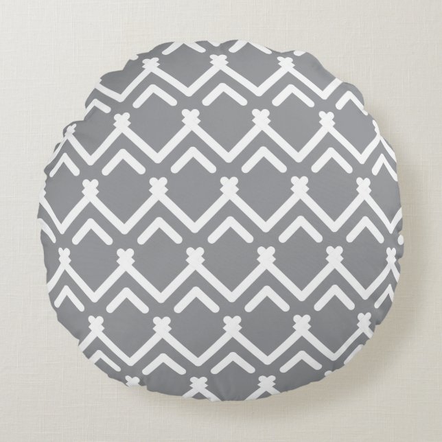 Coussins Ronds Motif géométrique horizontal Zigzag (Devant)
