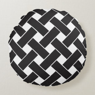 Coussins Ronds Motif géométrique moderne noir et blanc