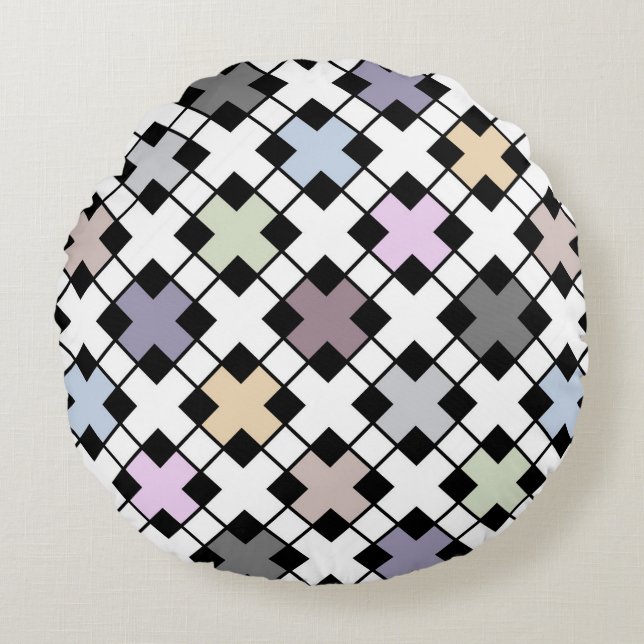 Coussins Ronds Motif géométrique multicolore (Devant)