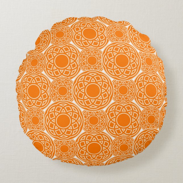 Coussins Ronds motif géométrique orange Abstrait (Devant)