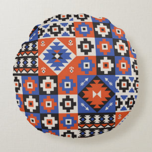 Coussins Ronds Motif géométrique oriental sans couture. Design et