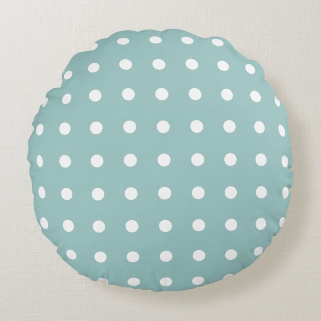 Coussins Ronds Motif géométrique Pois blanc Eggshell bleu (Devant)