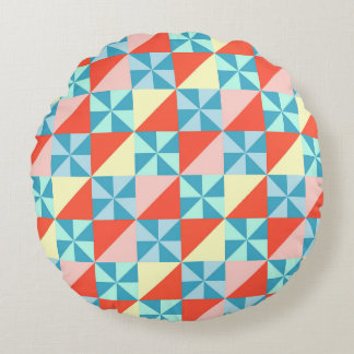 Coussins Ronds Motif géométrique rétro de roue à aubes et de tria