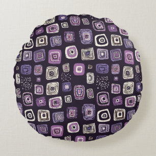 Coussins Ronds Motif géométrique rétro violet